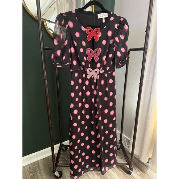 SALONI Jamie Heart Embellished Midi dress size US 4 - Picture 3 of 6